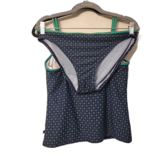 Pre Owned Women Nautica 2 PC Swimsuit Size 12/14 Green and Navy Padded Floral - Picture 4 of 9